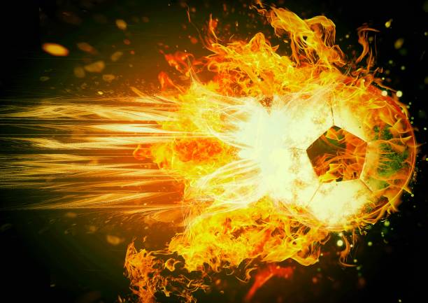istock 3d illustration of a burning soccer ball 1511023334