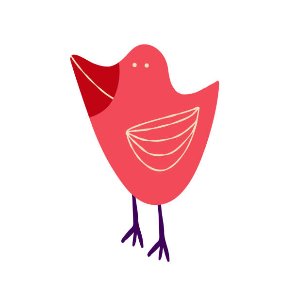 Cute weird red bird. A bizarre fairy-tale firebird Cute weird red bird. A bizarre fairy-tale firebird, Illustration in modern childish hand drawn style firebird logo stock illustrations
