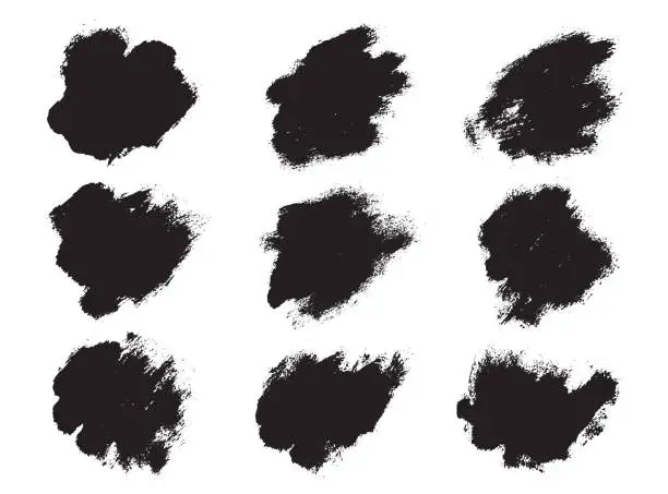 Vector illustration of Black paint brush strokes isolated on white background. Paintbrush set template. Grunge stroke texture effect. Graphic design elements grungy painted style concept for banner, flyer, cover, brochure, etc