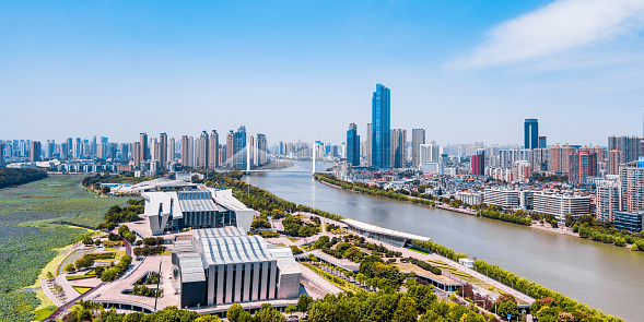 Wuhan Qintai Grand Theatre in Hubei, China and the Sunny Scenery of Hanjiang City