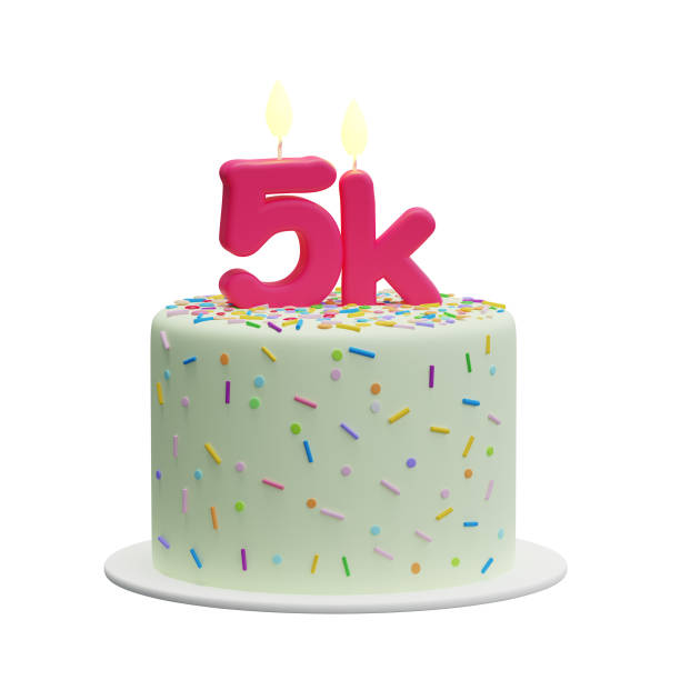 istock Cartoon cake with candles shaped like 