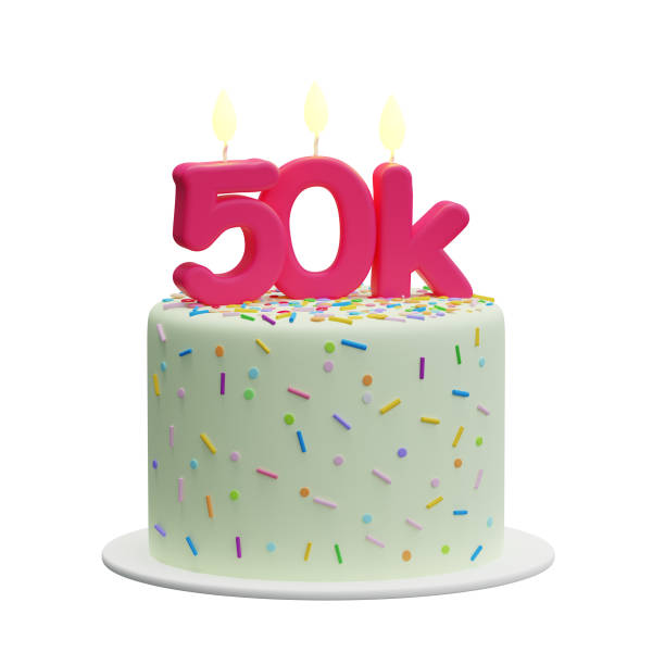 istock Cartoon cake with candles shaped like 