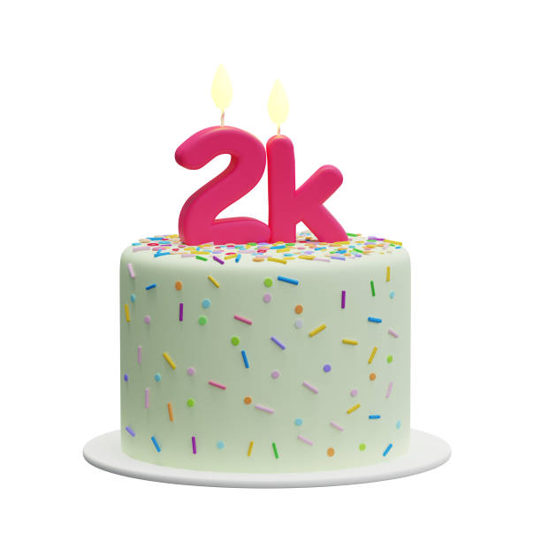 istock Cartoon cake with candles shaped like 