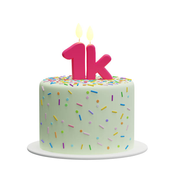 istock Cartoon cake with candles shaped like 