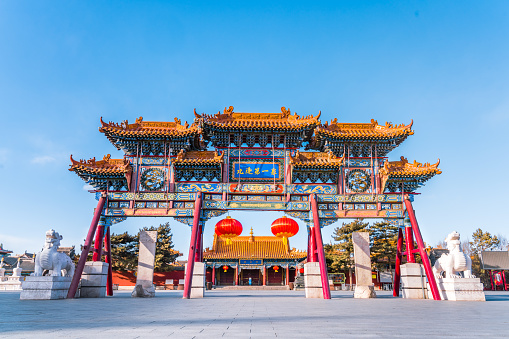 Memorial archway at the entrance of the Dazhao Temple in Hohhot, Inner Mongolia, China