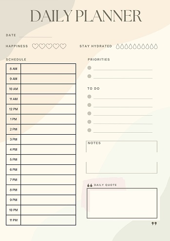 Day Plan Notes Daily Planner With Sections For Notes And Todo Lists Stock Photo ...