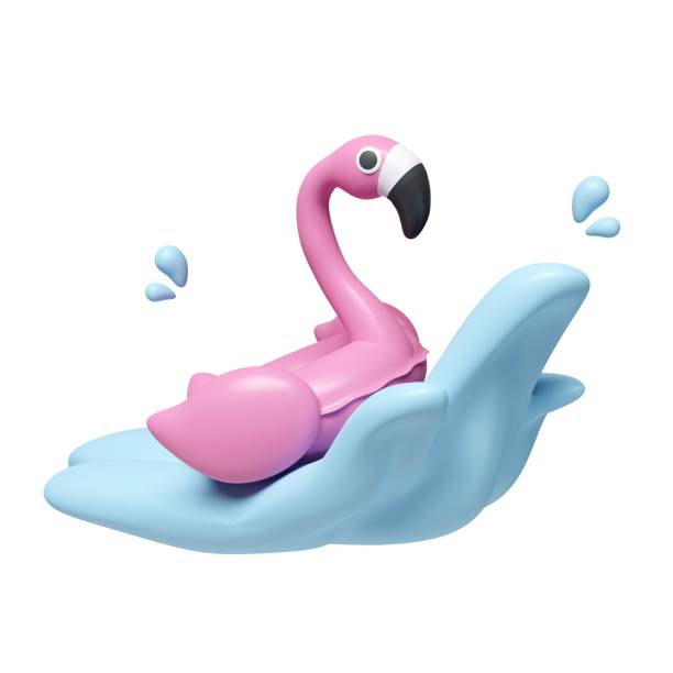 3d Pink Flamingo float with ocean waves summer vacation and holidays concept. icon isolated on white background. 3d rendering illustration. Clipping path. 3d Pink Flamingo float with ocean waves summer vacation and holidays concept. icon isolated on white background. 3d rendering illustration. Clipping path.. flamingo floaty stock pictures, royalty-free photos & images