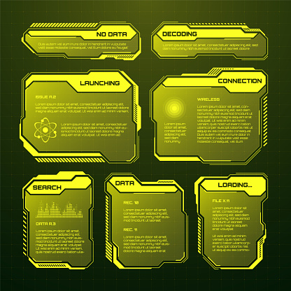 Text Box Ui Examples Games Yellow Futuristic Hud Ui Elements Scifi User Interface Text Boxes ...