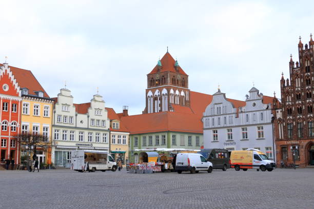 January 28 2023 - Greifswald in Germany: Cityscape of the historic Hanseatic city