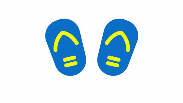 Slippers, Summer animated icon on transparent background.