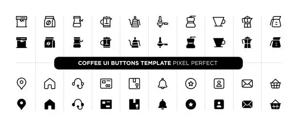 Vector illustration of Coffee user interface buttons template