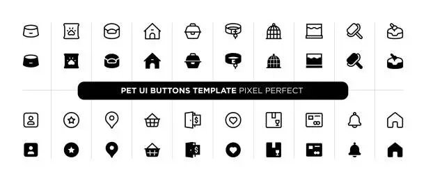 Vector illustration of Pet user interface buttons template