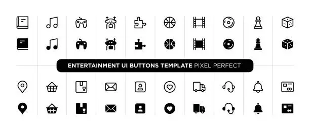 Vector illustration of Entertainment user interface buttons template