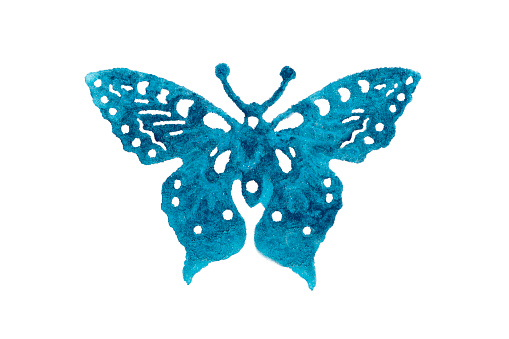 blue butterfly in watercolor against a white background
​