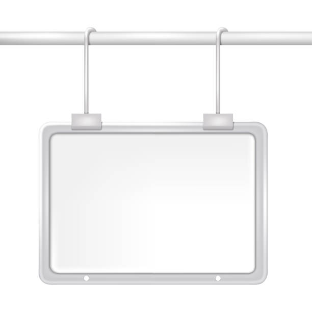 istock Blank pop display on pipe isolated on white background realistic mock-up. Promotional hanging label for retail store vector mockup. Price tag holder template for design 1511314482