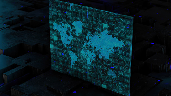 World map technology background