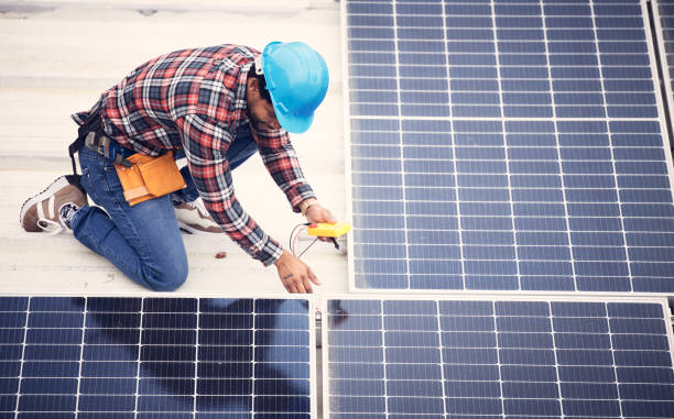 istock Black man, solar panel inspection and renewable energy, sustainability and eco friendly technology. Maintenance check, male engineer and infrastructure, electricity and top view with energy saving 1511329854