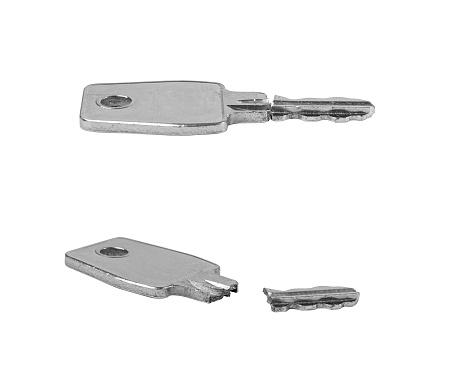 Silver Key on gray background