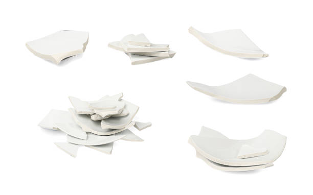 istock Broken Plate Isolated, White Ceramic Pieces, Smashed Bowl, Stress Concept, Porcelain Shards on White 1511330222