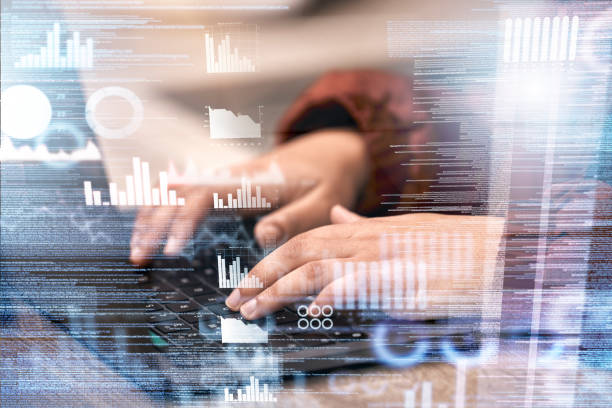 Overlay, chart or woman typing on a keyboard with finance, cryptocurrency or financial digital data analytics. Girl broker, accountant or asset manager working on investment growth in stock market superposición, gráfico o manos de una mujer escribiendo en un teclado con finanzas, criptomonedas o análisis de datos digitales financieros. chica corredora, contadora o comerciante que trabaja en el crecimiento de la inversión en el mercado de valores