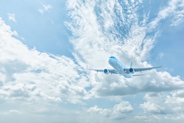 istock Large airplane flying in clear sky 1511340013