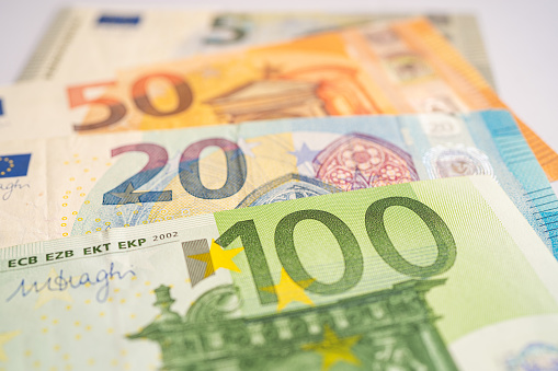 Euro banknote, Europe money, economy finance exchange trade investment concept.