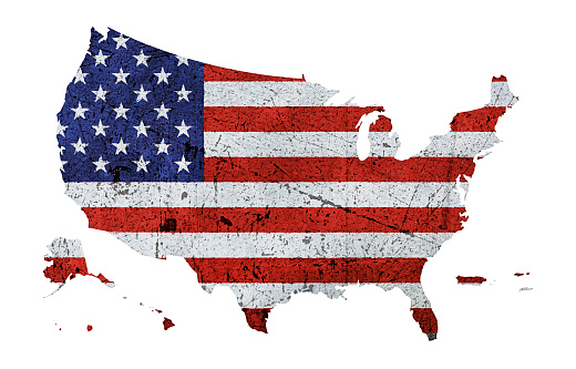 The USA map from puzzles. 3D rendering isolated on white background