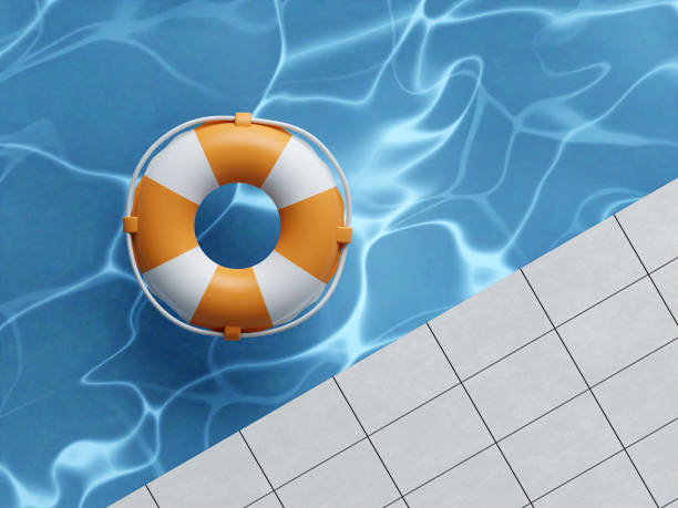 istock Swimming pool with swimming ring. Summer vacation vibes. Creative summer concept idea. 3d rendering illustration. 1511440015