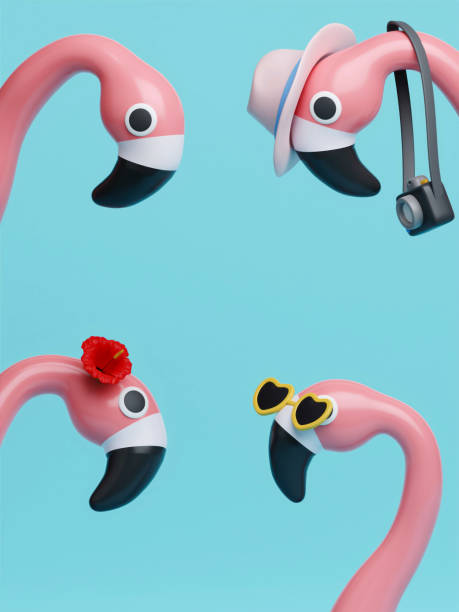 istock Flamingo float on blue background. Summer minimal concept. summer vacation and holidays concept copy space. 3d illustration. banner 3d rendering illustration. 1511444436