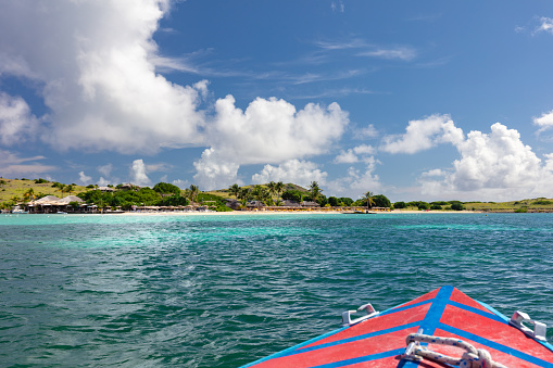 Pinel Islands (Îlet Pinel) beach, seen from the water, St. Martin, French St. Martin, french Antilles