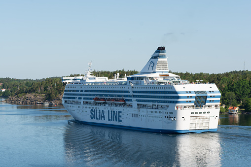 Silja Line cruise ship ferry Silja Symphony in the waters of Stockholm.