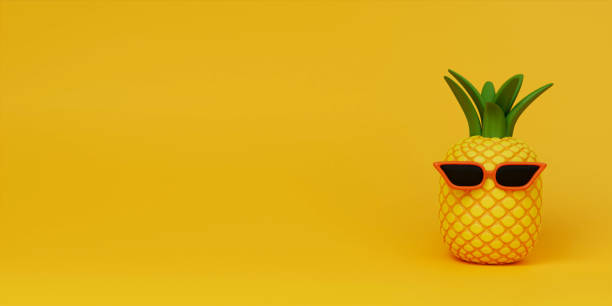 istock 3d Summer concept with pineapple with sunglasses on yellow background . Copy space. 3d illustration banner. 3d rendering illustration 1511464111