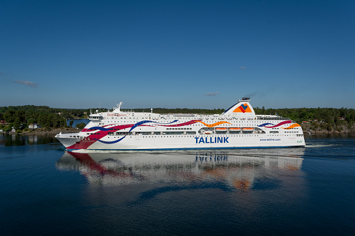 Silja Tallink Baltic Queen cruise ship ferry in Stockholm, June 2023.