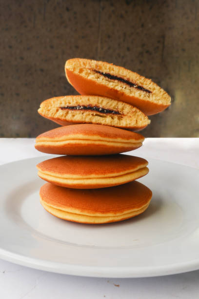 Dorayaki. Japanese bean paste pancake on a white background. Dorayaki is a cake that comes from Japan