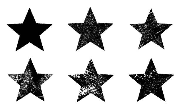 Grunge stars Grunge stars. Set of black grunge stars. Vintage distressed  stars. celebrities stock illustrations