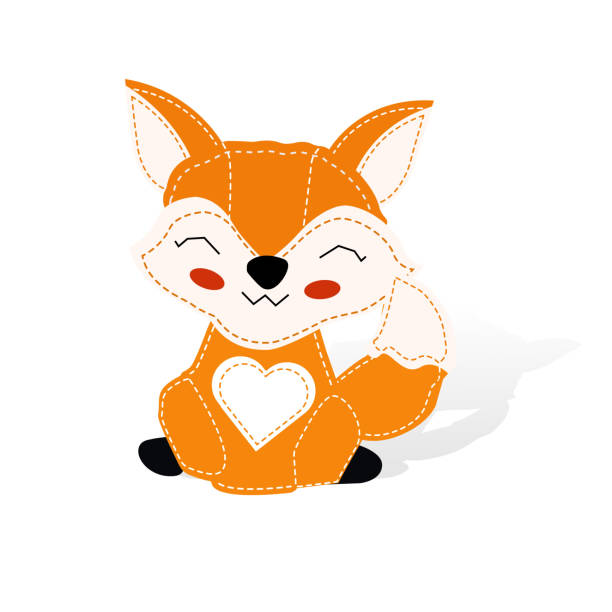 istock Fox in the style of a child's toy, handmade, machine stitched. 1511508860