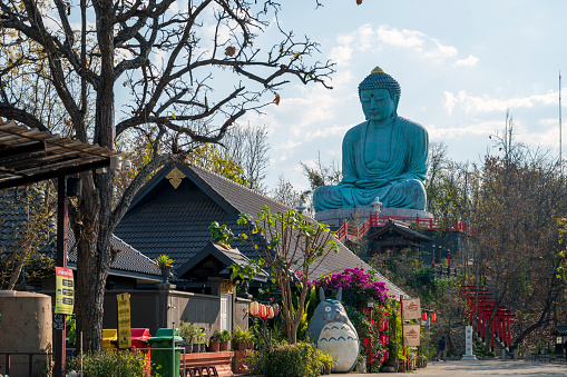 The Great Buddha (Daibutsu) buddha at the Wat Doi Phra Chan Buddhist temple the city of Mae Tha in Lampang,Thailand.