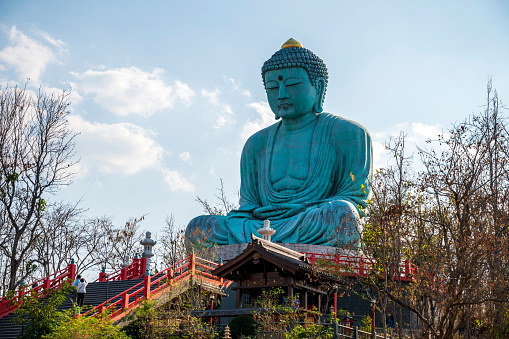 The Great Buddha (Daibutsu) buddha at the Wat Doi Phra Chan Buddhist temple the city of Mae Tha in Lampang,Thailand.