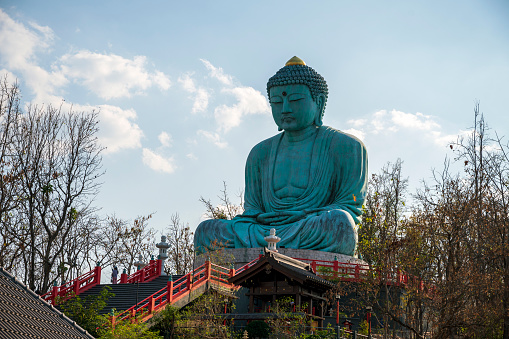 The Great Buddha (Daibutsu) buddha at the Wat Doi Phra Chan Buddhist temple the city of Mae Tha in Lampang,Thailand.