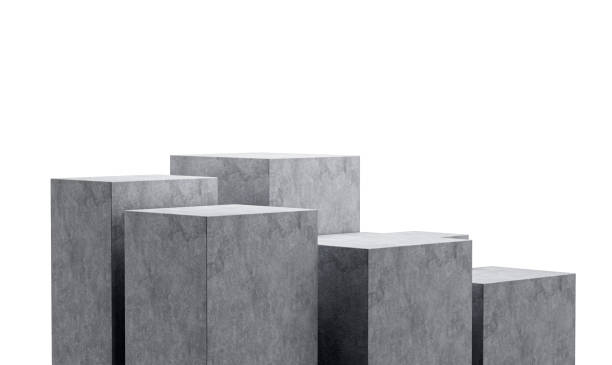 istock 3d Six Grey Empty Concrete Podium Isolated On White Background, 3d illustration 1511545764