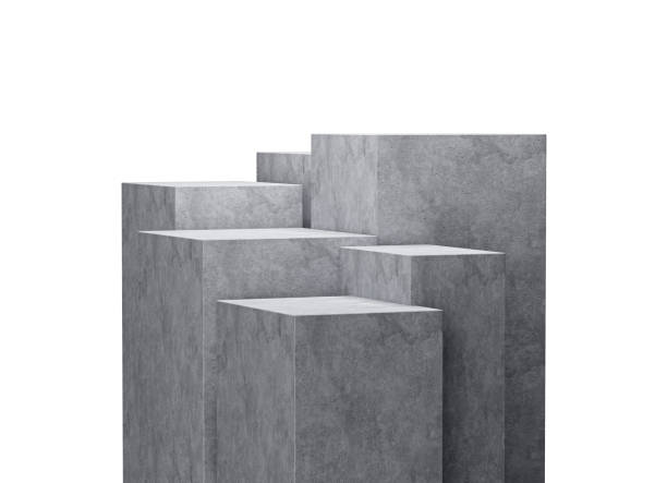 istock 3d Six Grey Empty Concrete Podium Isolated On White Background, 3d illustration 1511546912