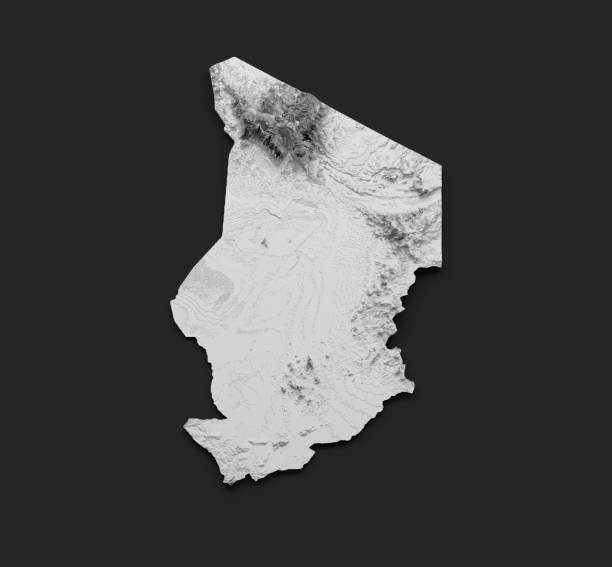 istock Chad Map Chad Flag Shaded relief Color Height map on black Background 3d illustration 1511548207