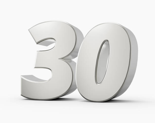 istock Silver 3d numbers 30 thirty. Isolated white background 3d illustration 1511548242