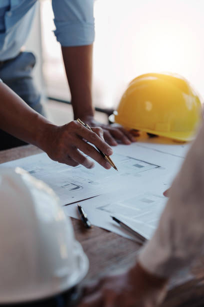 istock Project planning meetings with engineer or architect working together to model home and use engineering tools to create model and blueprint at work. 1511548439