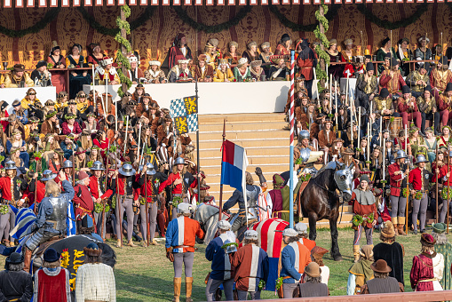 Landshut, GERMANY - July 2, 2023: The historical pageant \