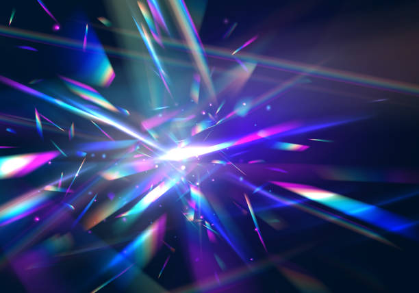 Abstract refraction glow effect on black background. Abstract refraction glow effect on black background. Set Rainbow crystal light leak flare reflection effect. Transparent refraction elements. transparent prism stock illustrations