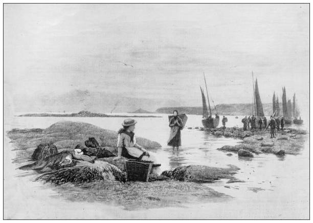 Antique image from British magazine: Sennen Cove, Cornwall