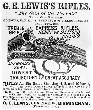 Antique advertisement from British magazine: Rifles