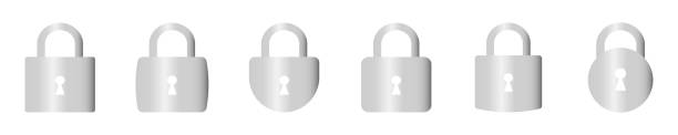 istock Set of padlocks vector icons set. Realistic metal lock with keyhole. Silver steel closed padlock. 1511660853