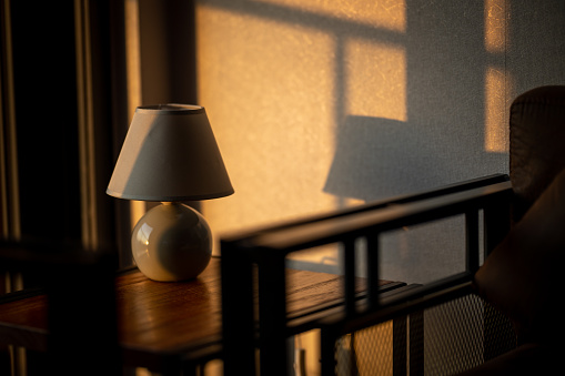 Morning bedside light shadow with table lamp